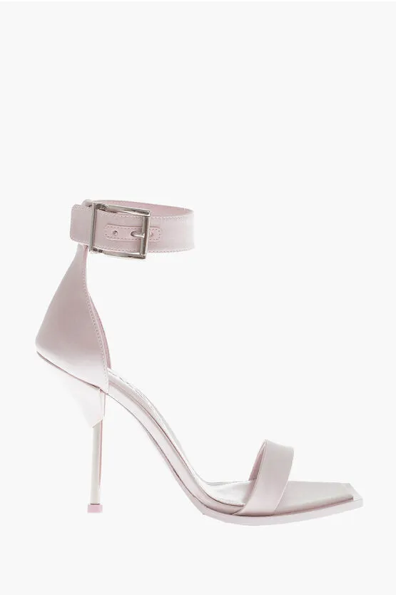 Alexander McQueen Satin Sandals With Strap Heel