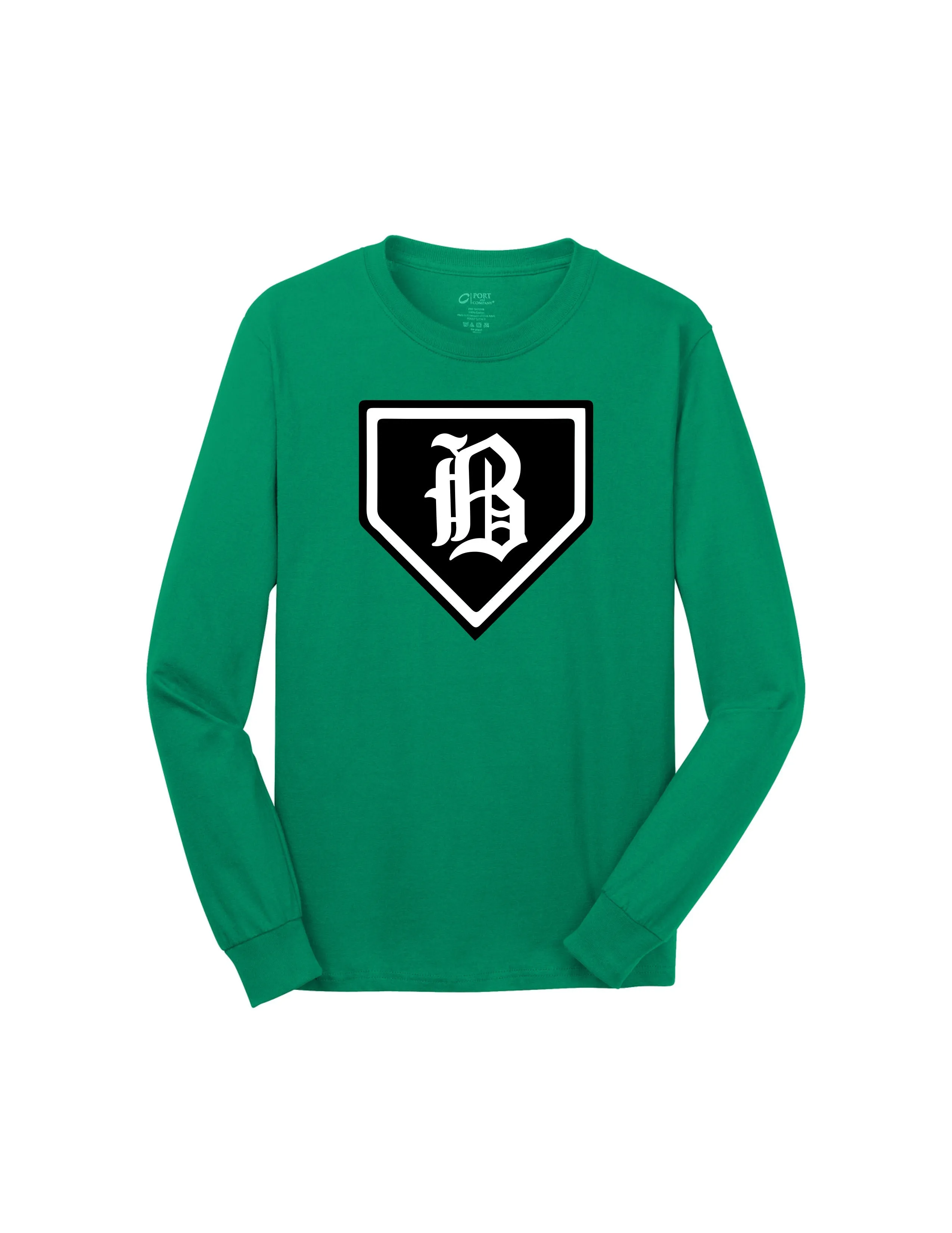 Badin Baseball - Home Plate LS Tee (Kelly Green)