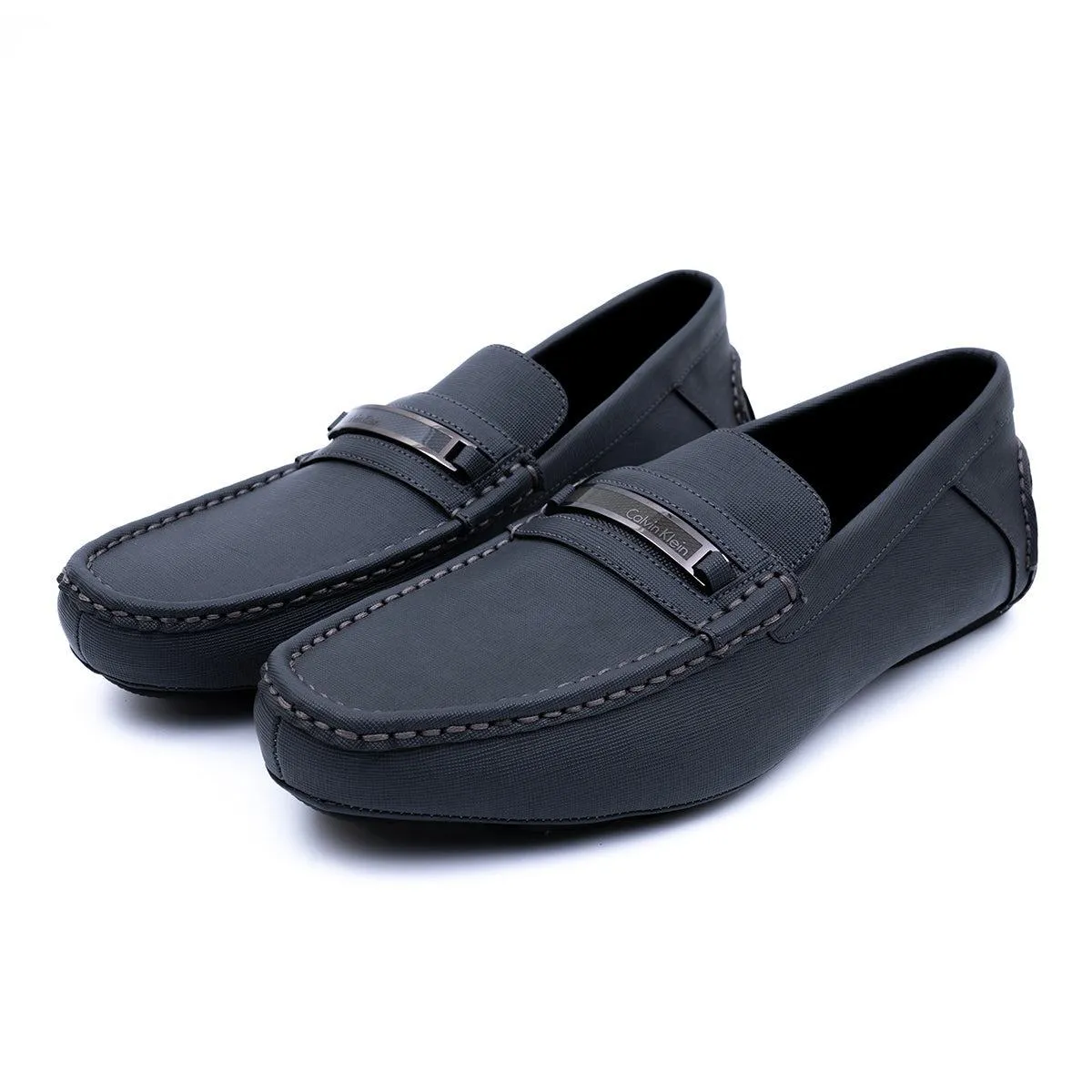 Calvin Klein Merve Formal Slip Ons Leather Grey Colour For Men
