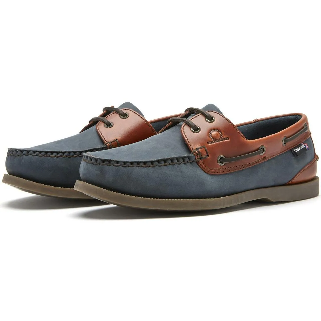 CHATHAM Mens Bermuda II G2 Leather Boat Shoes - Navy/Seahorse