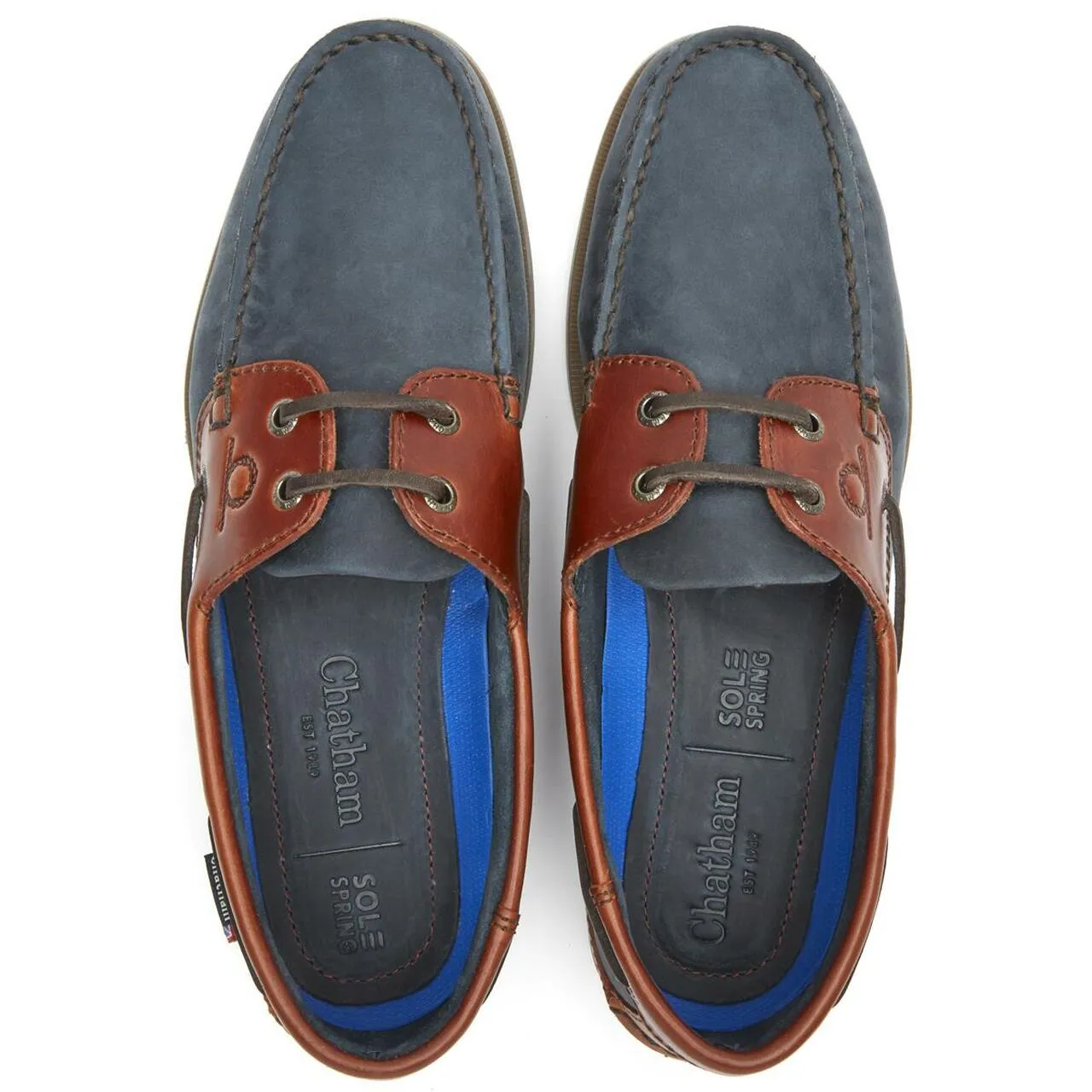 CHATHAM Mens Bermuda II G2 Leather Boat Shoes - Navy/Seahorse