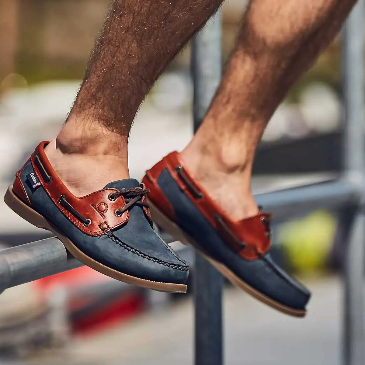 CHATHAM Mens Bermuda II G2 Leather Boat Shoes - Navy/Seahorse