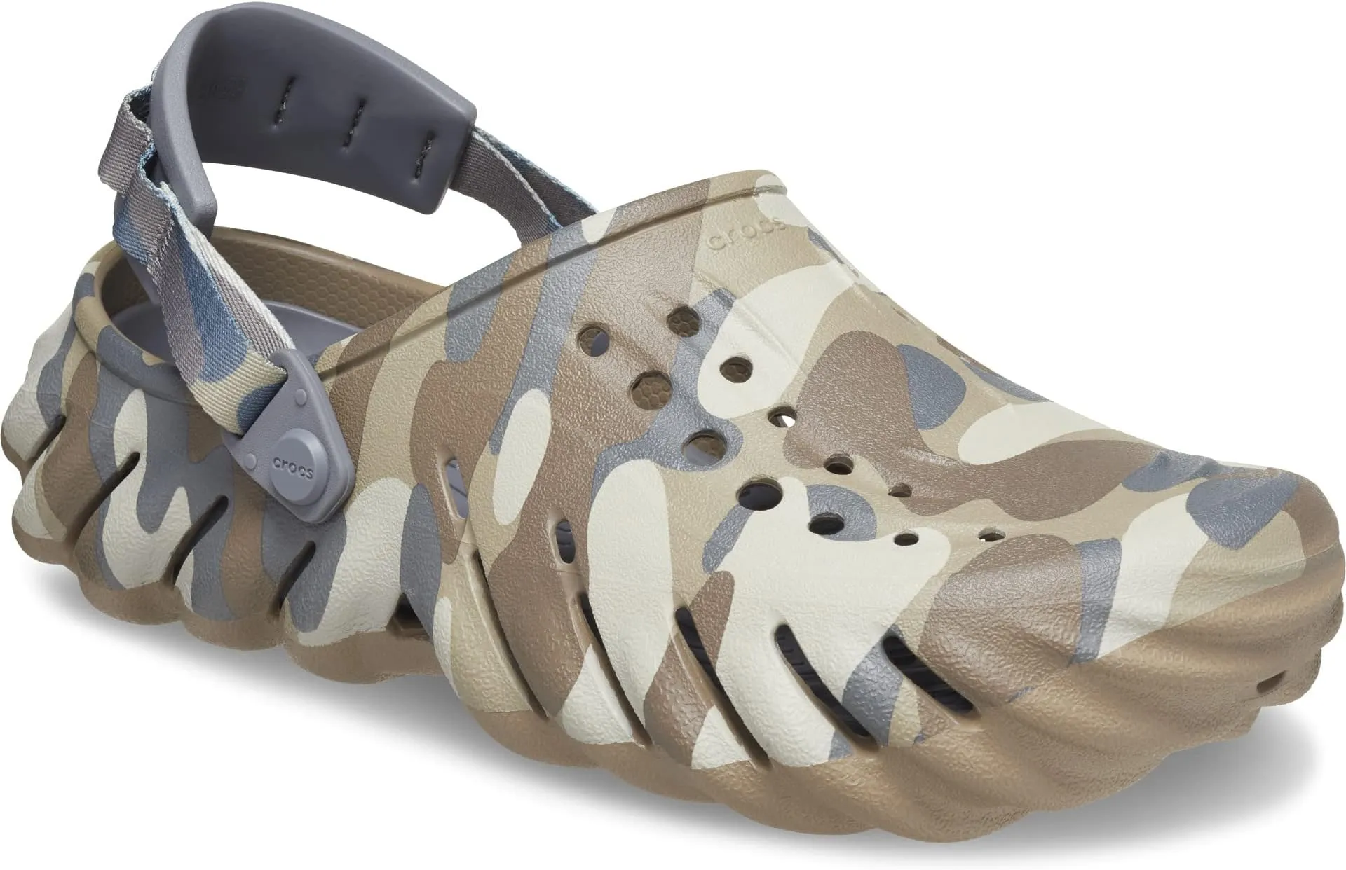 Echo Clog Crocs, Charcoal/Camo Redux