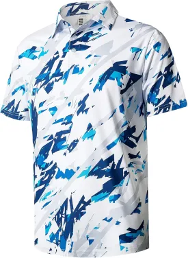 ELETOP Men's Golf Polo Shirts Short Sleeve Moisture Wicking Hawaiian Tropical Polos Performance Golf Shirts for Men Dry Fit