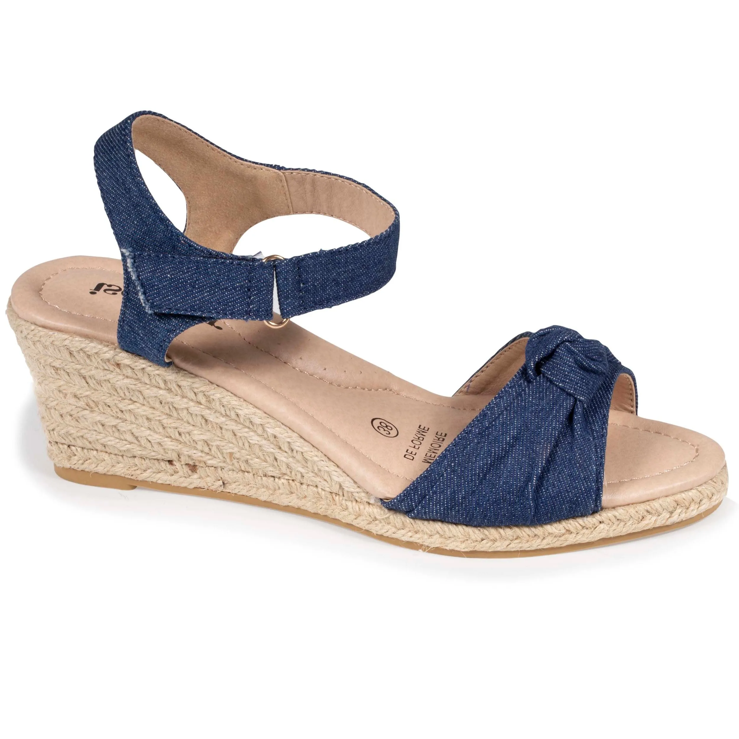 Espadrilles Femme nœud talon corde  Bleu
