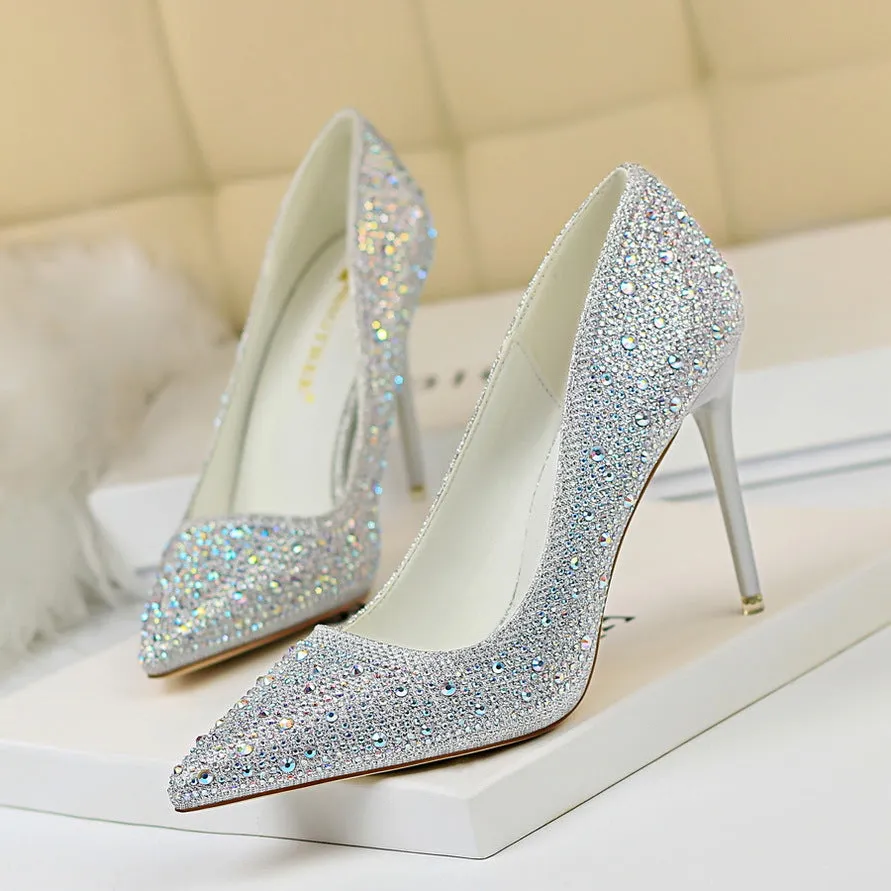 Fashion banquet party stiletto sexy color diamond high heels