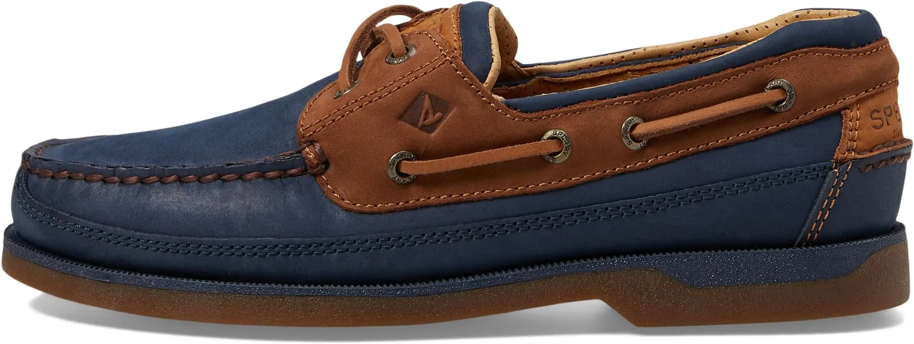 Gold Mako Sperry boat shoes, dark blue