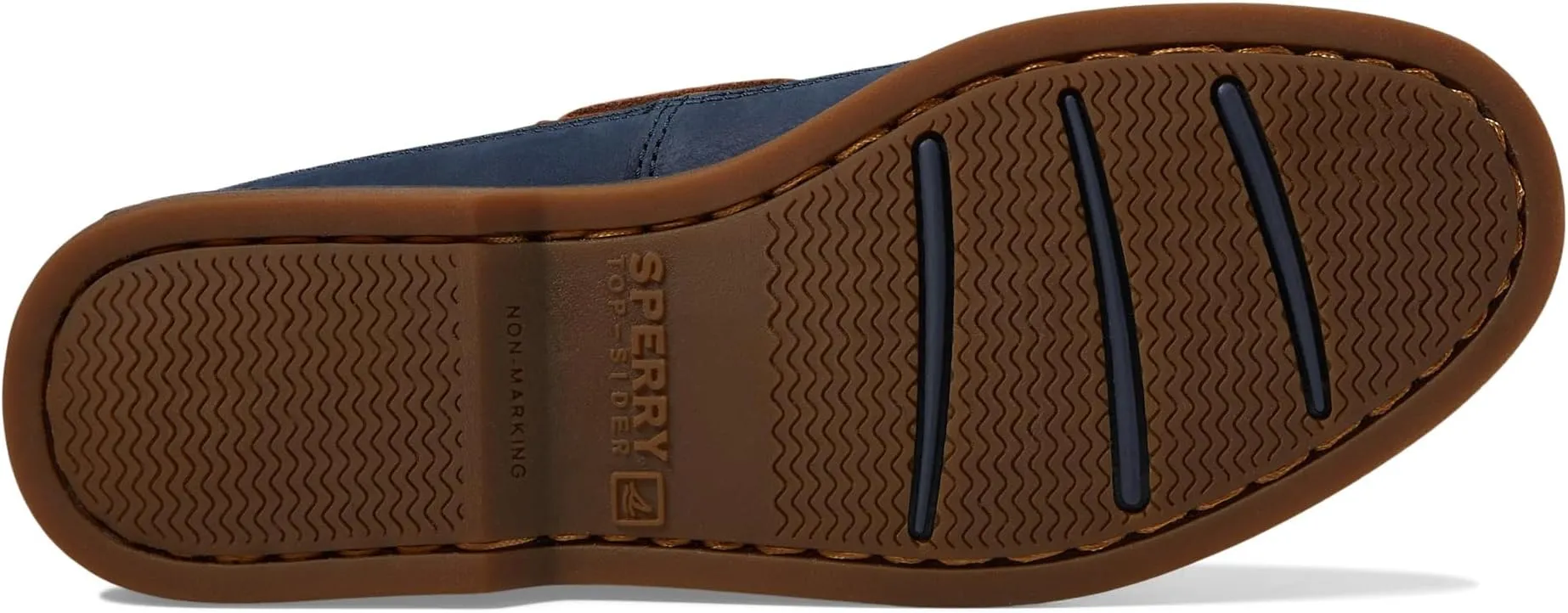 Gold Mako Sperry boat shoes, dark blue