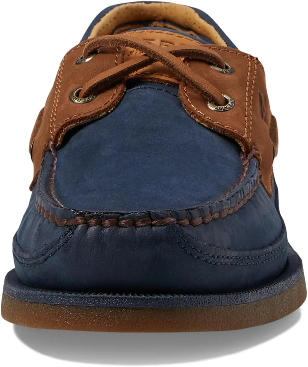 Gold Mako Sperry boat shoes, dark blue