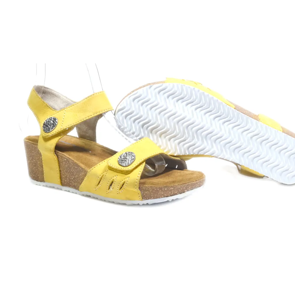 Hush Puppies Wedge Sandals Leather Yellow Colour For Women