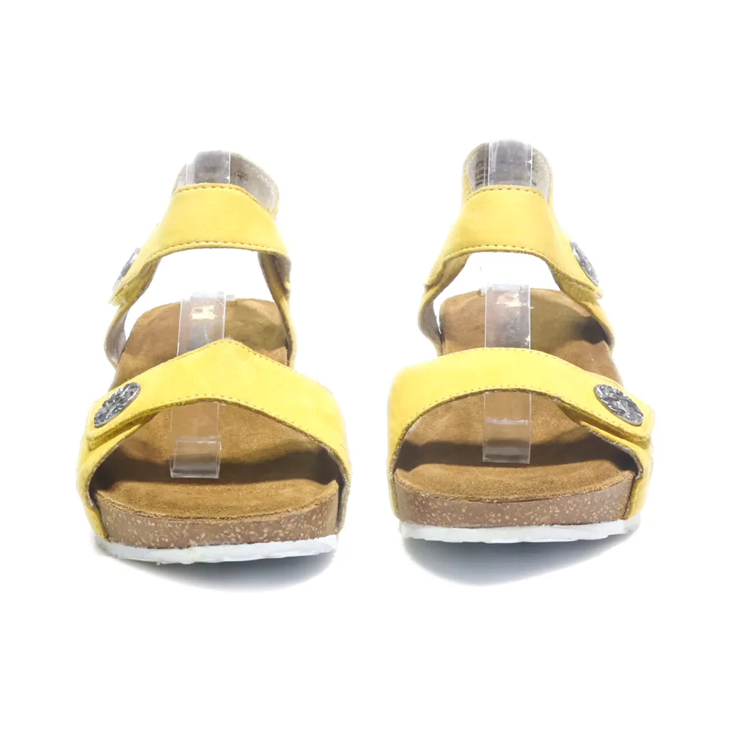 Hush Puppies Wedge Sandals Leather Yellow Colour For Women
