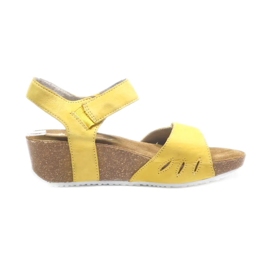 Hush Puppies Wedge Sandals Leather Yellow Colour For Women