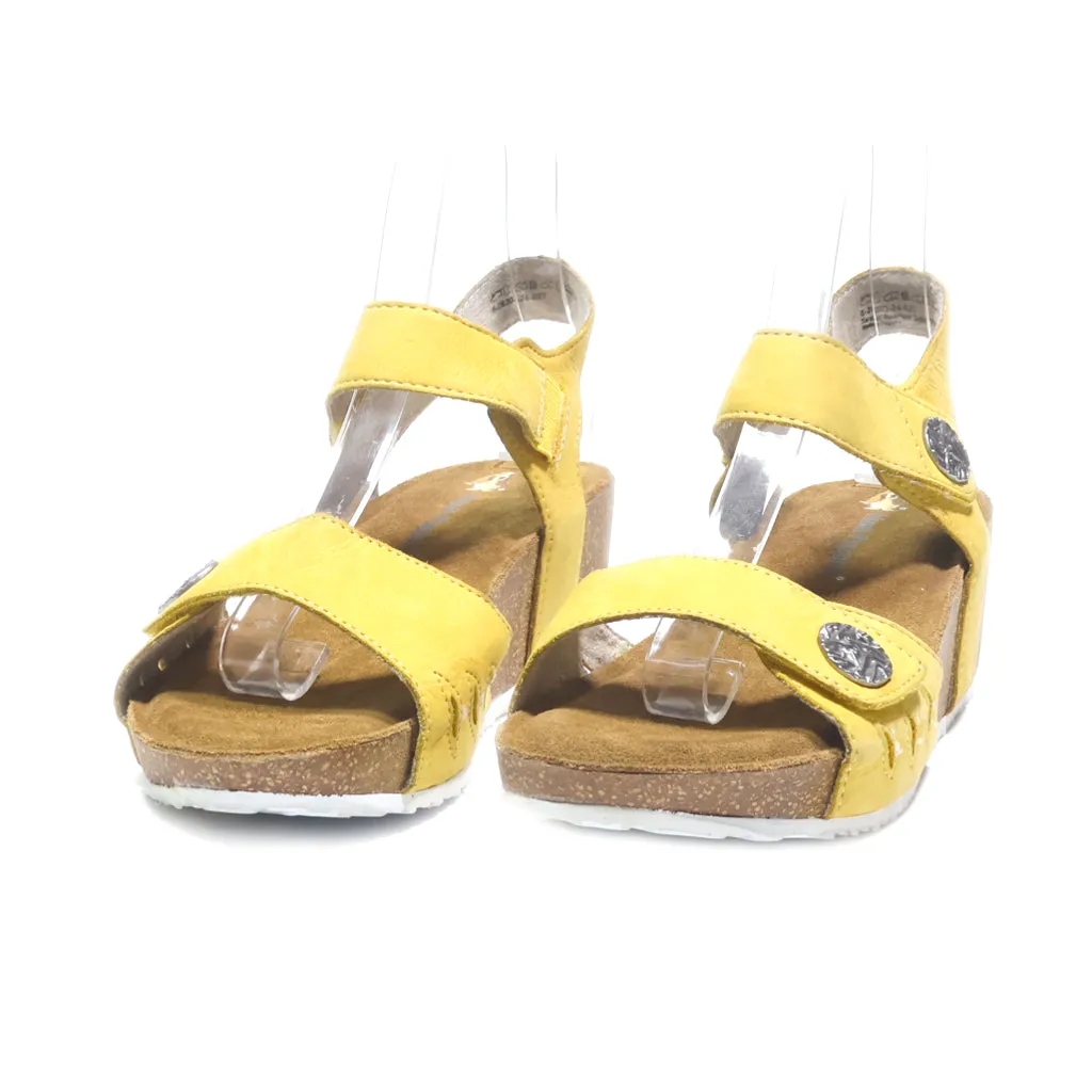 Hush Puppies Wedge Sandals Leather Yellow Colour For Women