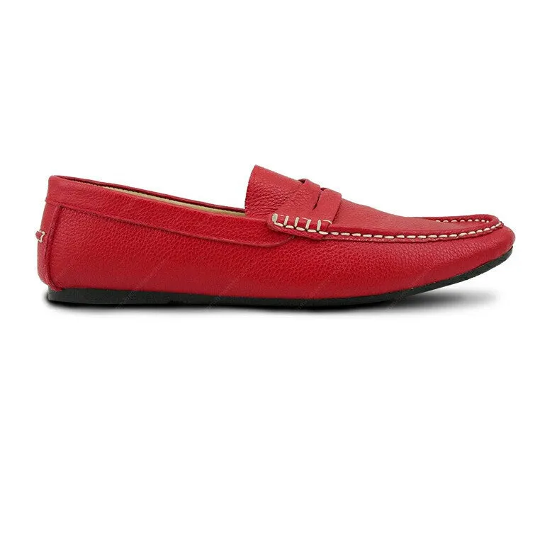 Penny Loafer Wrinkle Soft Leather Cherry Red