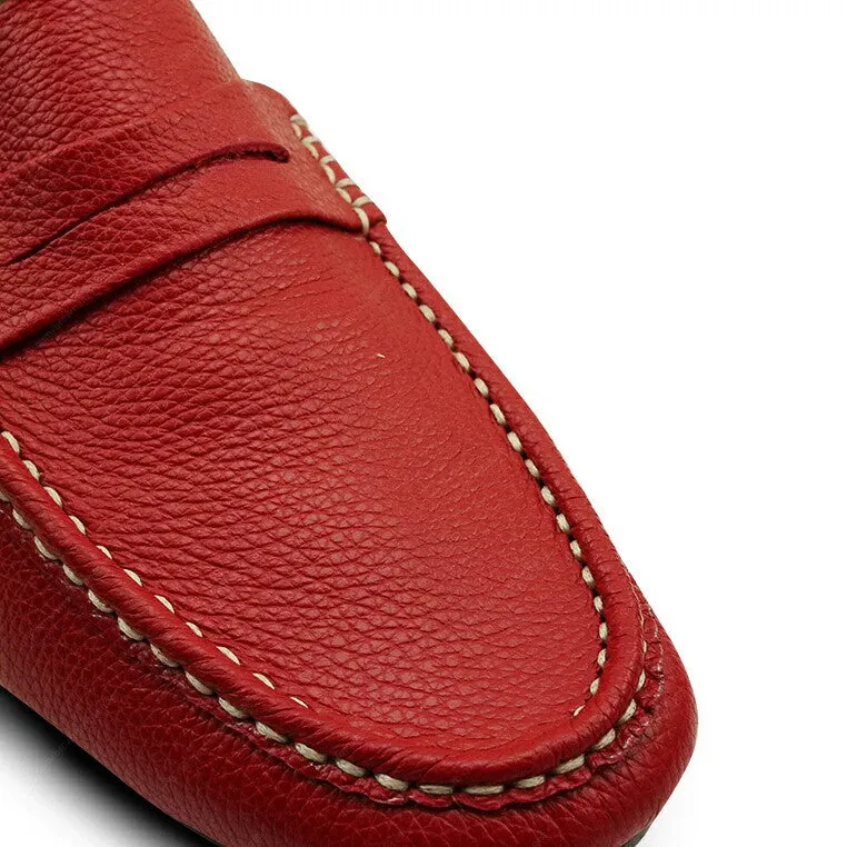 Penny Loafer Wrinkle Soft Leather Cherry Red