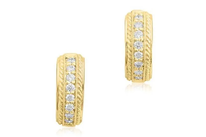 Penny Preville Twisted Gold and Channel-Set Diamond Huggie Earrings