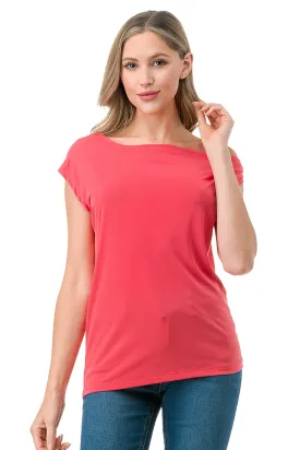 Slant Shoulder Top - Coral