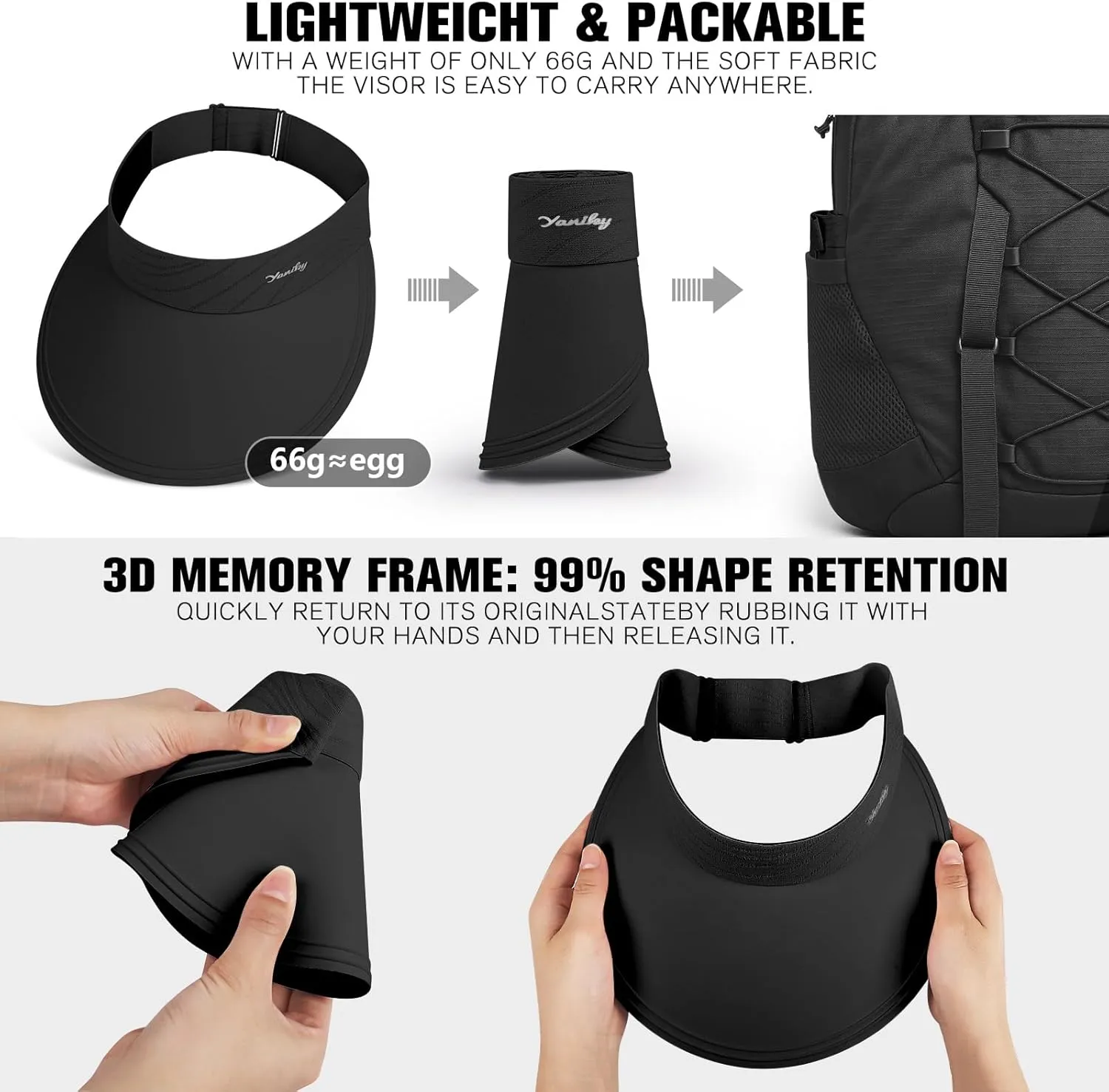Sun Visor for Women Wide Brim Summer UPF50  UV Protection Seamless Sun Hats Foldable Beach Cap