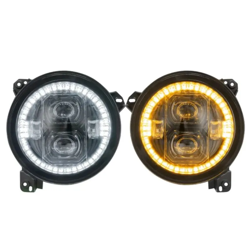 Suparee 9" Jeep LED Halo Headlights with Amber Turn Signal for 2018  JL JLU JT